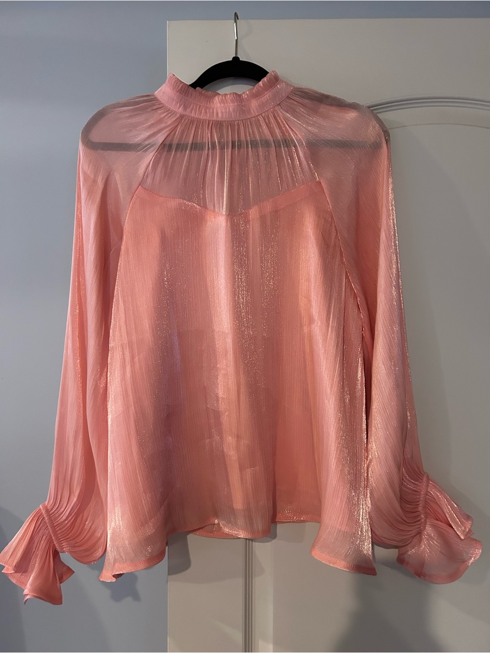 Glam Women’s Mock Neck Sheer Blouse